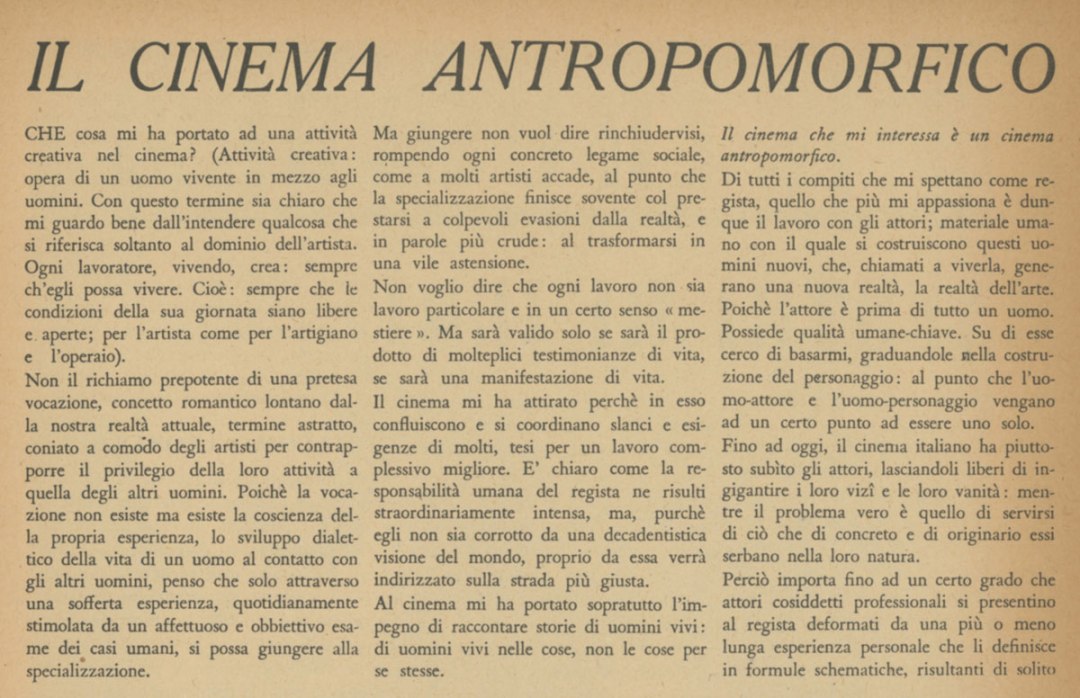 Il cinema antropomorfico