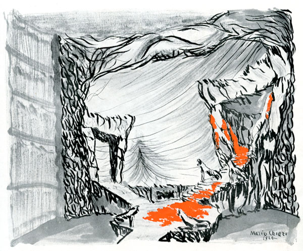 La scena dell'Oreste (scenografia di Mario Chiari)