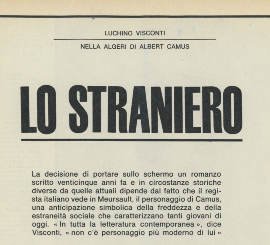 Luchino Visconti nella Algeri di Albert Camus