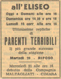 Parenti terribili al Teatro Eliseo 1945