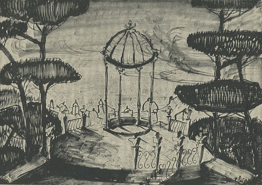 Bozzetto di Mario Chiari per Il seduttore di Diego Fabbri (1951)