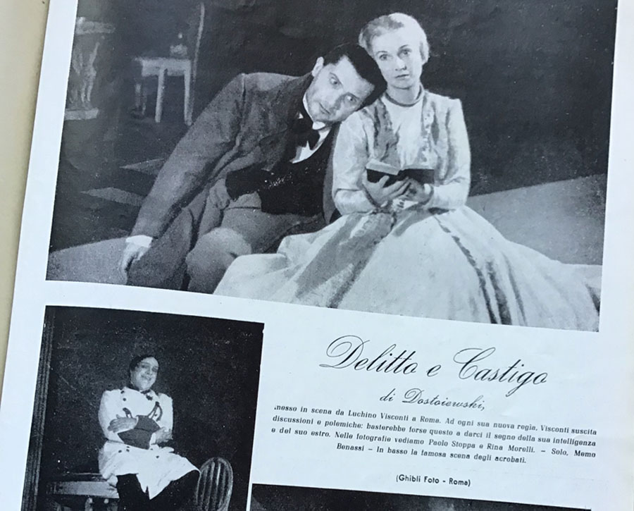 Delitto e castigo al Teatro Eliseo, Roma, 12 novembre 1946