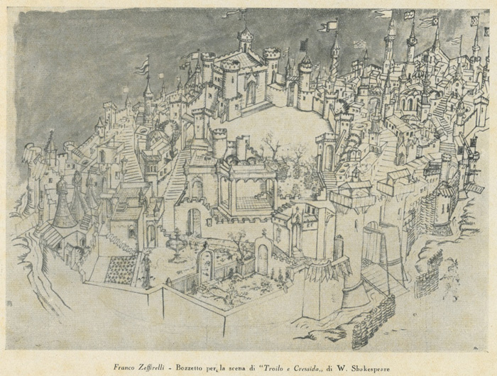 Franco Zeffirelli, bozzetto per la scena di Troilo e Cressida