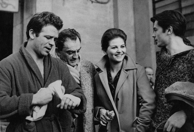 Renato Salvatori, Luchino Visconti, Claudia Cardinale, Alain Delon